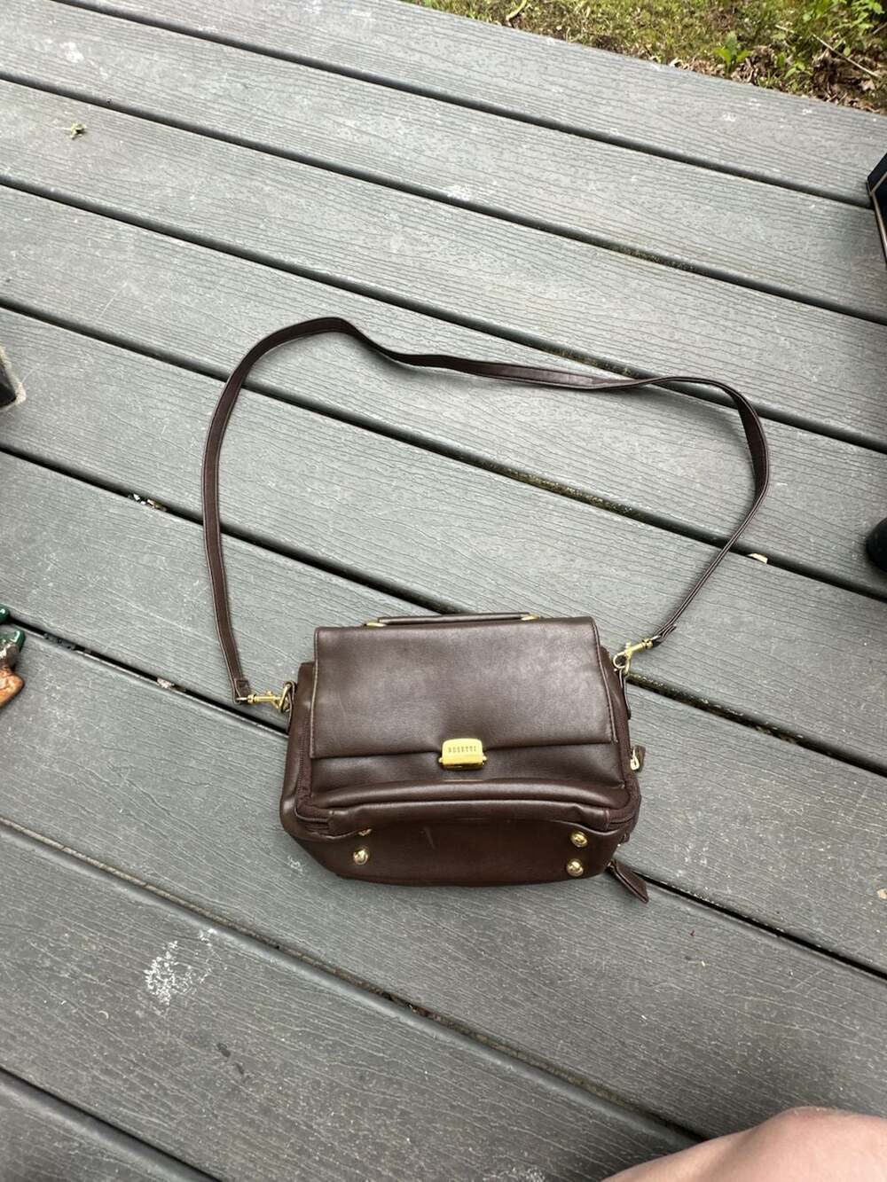 Rosetti Brown Faux Leather Multi-Compartment Crossbody Bag
